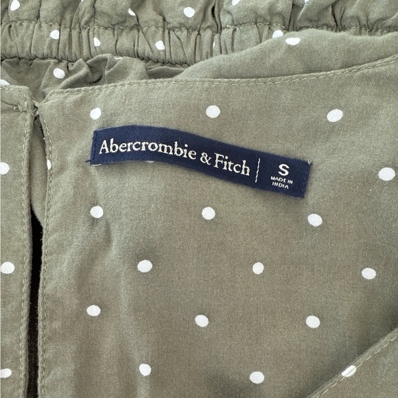 Abercrombie & Fitch Olive Green Polka Dot Tie-Front Romper - Size Small - Picture 9 of 10